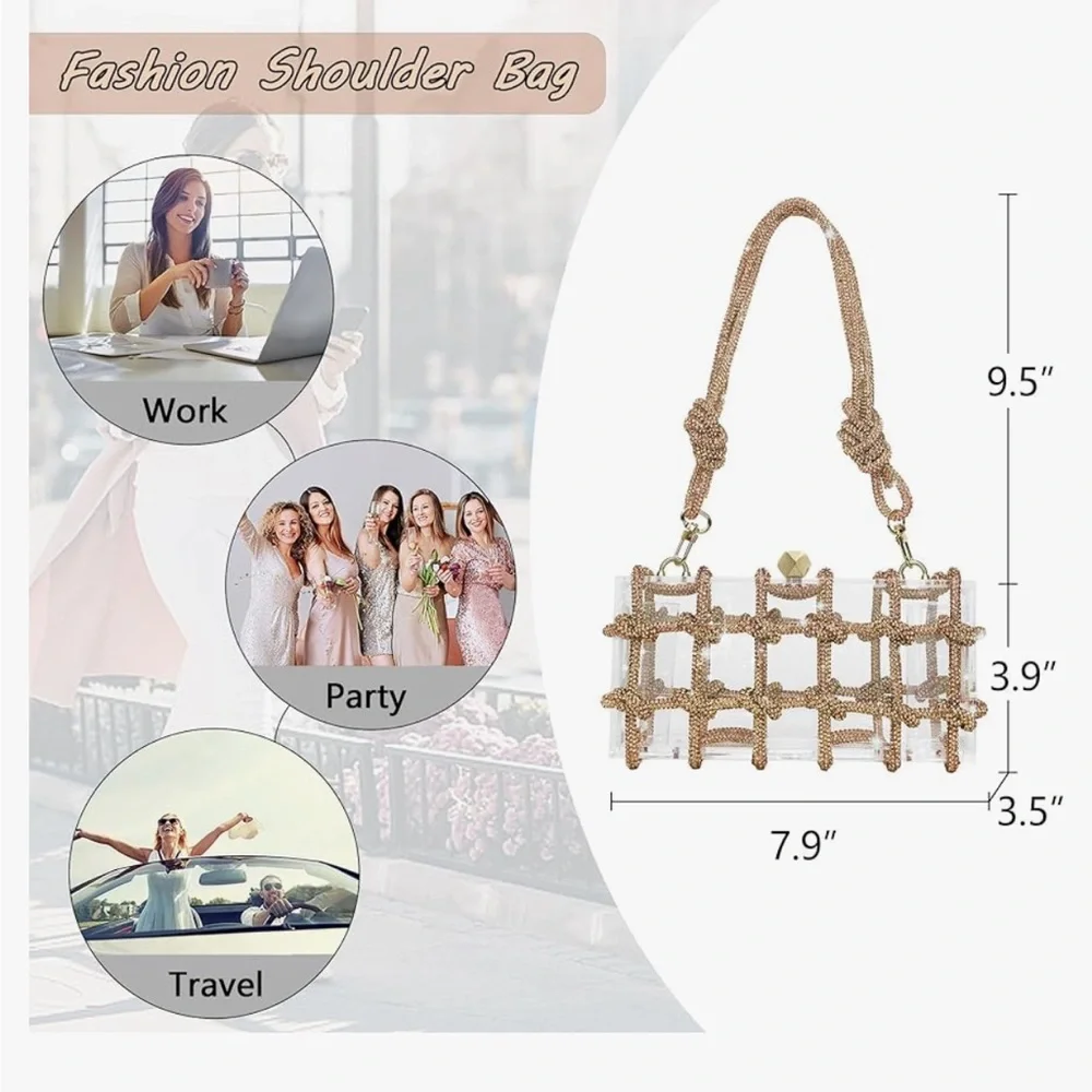 Acrylic evening clutch with rhinestones. - Picture 5 of 5